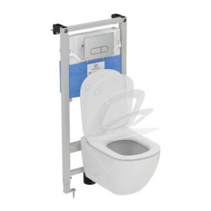WC rāmis PROSYS 120M, ar klozetpodu TESI, softclosing vāku un hromētu pogu Oleas M1, IDEAL STANDARD