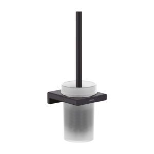 Tualetes birste ADDSTORIS, ar turētāju, matt glass/Black matt, HANSGROHE