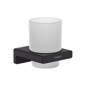 Glāze ADDSTORIS, ar turētāju, Black matt, HANSGROHE