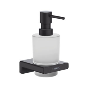 Šķidro ziepju dozators ADDSTORIS, ar turētāju, Black matt, HANSGROHE