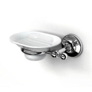 Ziepju trauks BRITISH, ar turētāju, white ceramic/chrome, IBB