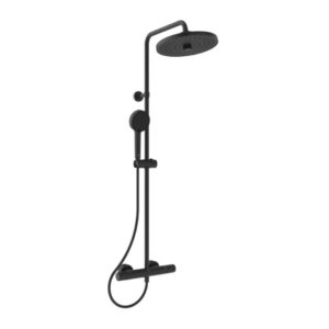 Dušas sistēma CERATHERM T25+, ar termostatu, rokas dušu, augš dušu D260mm, Black Mat, IDEAL STANDARD
