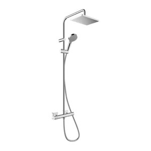 Dušas sistēma VERNIS SHAPE, ar termostatu, augšējo galvu 230x170mm un rokas dušu, chrome, HANSGROHE