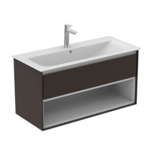 Skapis izlietnei CONNECT AIR,1000x517x440hmm, ar 1atv.un atv.plauktu, Matt Dark Brown+Matt White, IS