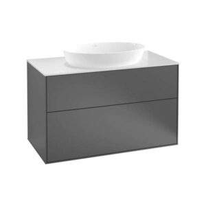 Mēbele izlietnei FINION,1000x501x406hmm,virsma GlassBlackMatt,krāsa OliveMattLackiert, VILLEROY&BOCH