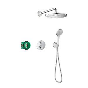 Dušas sistēma CROMA E280, ar termostatu, augšējo galvu D280mm un rokas dušu, chrome, HANSGROHE