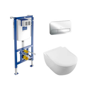Klozetpods SUBWAY 2.0, piekarams, ar rāmi VICONNECT, soft vāku un chrome pogu, white, VILLEROY&BOCH