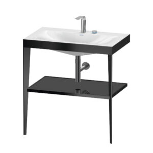 Izlietne XVIU 800 mm, 2 caurumi krānam, Flannel Grey ar konsoli Black matt, DURAVIT