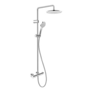 Dušas sistēma SHOWERSYSTEM, ar termostatu, augšējo galvu D252mm un rokas dušu, chrome/white, DURAVIT