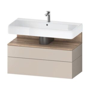 Skapis QATEGO, 990x470xH590mm, ar plauktu un 2-ām atvilknēm, oak terra/taupe super matt, DURAVIT