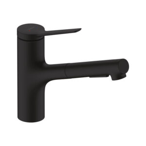 Maisītājs ZESIS virtuves  izlietnei, ar izvelkāmo dušu, Black Matt, HANSGROHE