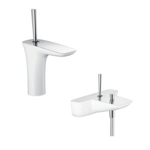 Maisītāju komplekts PURAVIDA, izlietnei un vannai, white/chrome, HANSGROHE