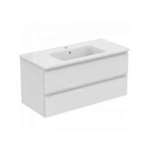 Izlietne ar skapi CONNECT E, 1015x465 xH505mm, ar 2 atvilknēm, glossy white, IDEAL STANDARD